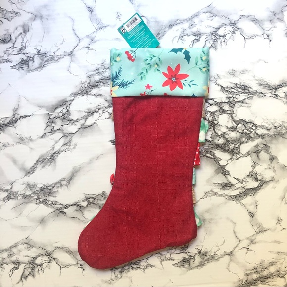 Pioneer Woman Retro Holiday Floral Ruffle Polyester Christmas Stocking - Picture 6 of 7